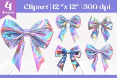 Iridescent Holographic Bows | Sublimation Clipart Product Image 1