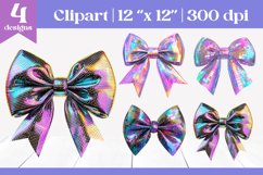 Holographic Disco Bows | Coquette Sublimation Clipart Product Image 1