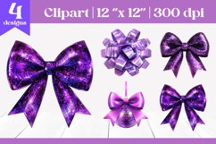 Purple Glitter and Disco Bows | Coquette Clipart Sublimation Product Image 1
