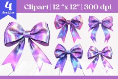Purple Glitter Galaxy Bow Clipart | Coquette Sublimation Product Image 1