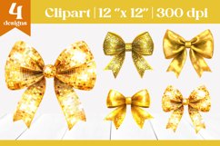 Shiny Gold Bow Clipart | Coquette Disco Sublimation Product Image 1