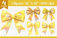 Golden Sparkle Bow Clipart | Coquette Glitter Sublimation Product Image 1