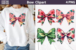 Floral Bow Clipart PNG | Tropical Ribbon Sublimation Product Image 1