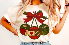 Christmas Cherries Coquette Bow PNG, Merry Christmas PNG Product Image 2