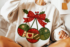 Christmas Cherries Coquette Bow PNG, Merry Christmas PNG Product Image 1