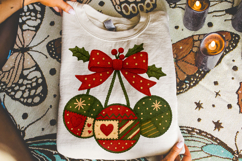 Christmas Cherries Coquette Bow PNG, Merry Christmas PNG Product Image 3