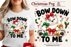 Bow Down To Me Bear Christmas PNG Sublimation Design Art Product Image 1