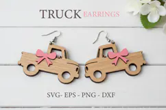 Truck with Bow Earrings - Laser Cut SVG Template Product Image 1