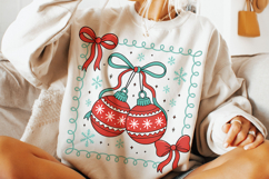 Christmas Cherries Coquette Bow PNG, Merry Christmas PNG Product Image 3