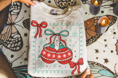 Christmas Cherries Coquette Bow PNG, Merry Christmas PNG Product Image 4