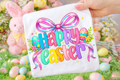 Happy Easter PNG, Coquette Bow Easter PNG, Easter Preppy PNG Product Image 1