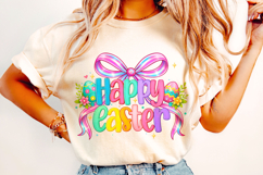 Happy Easter PNG, Coquette Bow Easter PNG, Easter Preppy PNG Product Image 4