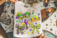 Mardi Gras Coquette Bow PNG, Fleur De Lis PNG, King Cake PNG Product Image 4
