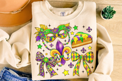 Mardi Gras Coquette Bow PNG, Fleur De Lis PNG, King Cake PNG Product Image 5