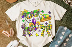 Mardi Gras Coquette Bow PNG, Fleur De Lis PNG, King Cake PNG Product Image 1
