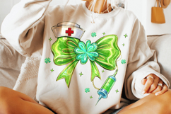 St Patrick's Day Nurse PNG, Lucky Nurse PNG, Coquette Bow Product Image 4