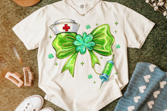 St Patrick's Day Nurse PNG, Lucky Nurse PNG, Coquette Bow Product Image 5