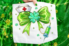 St Patrick's Day Nurse PNG, Lucky Nurse PNG, Coquette Bow Product Image 6
