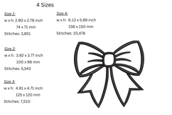 Bow Outline Embroidery Design - Machine Embroidery Product Image 2
