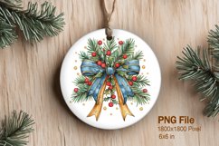 Bow Ribbon Christmas Tree Round Circle Decorate Ornament Product Image 1