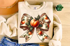Peach Coquette Bow PNG, Just Peachy PNG, Retro Summer PNG Product Image 1