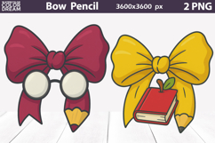 Bow Pencil Clipart | Teacher Pencil Sublimation Product Image 1