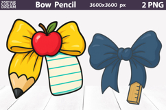 Bow Pencil Clipart | Teacher Pencil Sublimation Product Image 1