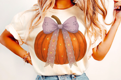 Pumpkin Coquette Bow PNG, Fall Pumpkin PNG, Autumn PNG, Bow Product Image 2