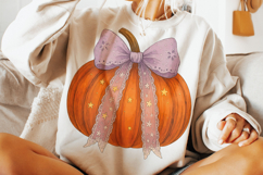 Pumpkin Coquette Bow PNG, Fall Pumpkin PNG, Autumn PNG, Bow Product Image 1