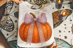 Pumpkin Coquette Bow PNG, Fall Pumpkin PNG, Autumn PNG, Bow Product Image 3