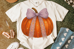 Pumpkin Coquette Bow PNG, Fall Pumpkin PNG, Autumn PNG, Bow Product Image 5