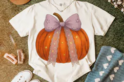 Pumpkin Coquette Bow PNG, Fall Pumpkin PNG, Autumn PNG, Bow Product Image 5