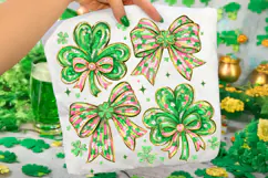 Coquette Bow St Patrick's Day PNG, Shamrock PNG, Lucky PNG Product Image 1