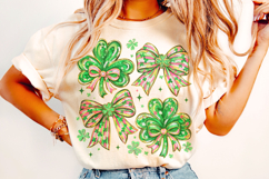 Coquette Bow St Patrick's Day PNG, Shamrock PNG, Lucky PNG Product Image 3