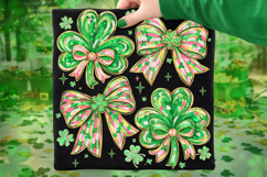 Coquette Bow St Patrick's Day PNG, Shamrock PNG, Lucky PNG Product Image 7
