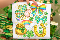 Shamrock PNG, Coquette Bow St Patrick's Day PNG, Lucky PNG Product Image 2