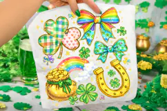 Shamrock PNG, Coquette Bow St Patrick's Day PNG, Lucky PNG Product Image 3