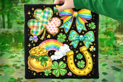 Shamrock PNG, Coquette Bow St Patrick's Day PNG, Lucky PNG Product Image 1