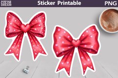 Red Bow Heart Sticker | Valentine&#039;s Day Sticker Product Image 1