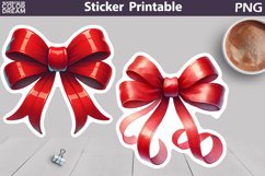 Red Bow Heart Sticker | Valentine&#039;s Day Sticker Product Image 1