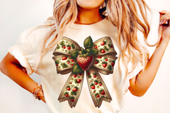 Strawberry Coquette Bow PNG, Strawberry Bow PNG, Summer PNG Product Image 2