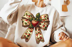 Strawberry Coquette Bow PNG, Strawberry Bow PNG, Summer PNG Product Image 1