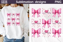 Pink Bow Valentine Sublimation | Coquette Bow Sublimation Product Image 1