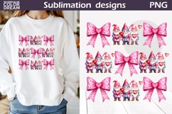 Pink Bow Gnomes Valentine Sublimation | Valentines Day PNG Product Image 1