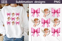 Pink Bow Cupid Valentine Sublimation | Valentines Day PNG Product Image 1