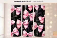 Bow Tumbler Black and Pink Tumbler Wrap Girly Tumbler 