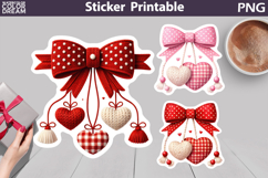 Valentine Bow Heart Sticker | Bow Sticker Printable Product Image 1