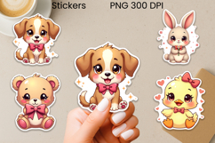 Cute animal pink bows stickers printable PNG design Product Image 1