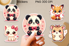 Cute animal with pink bows stickers printable Product Image 1