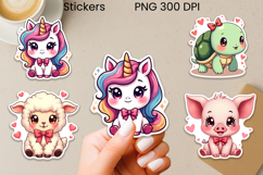 Cute animal with pink bows stickers printable Product Image 1